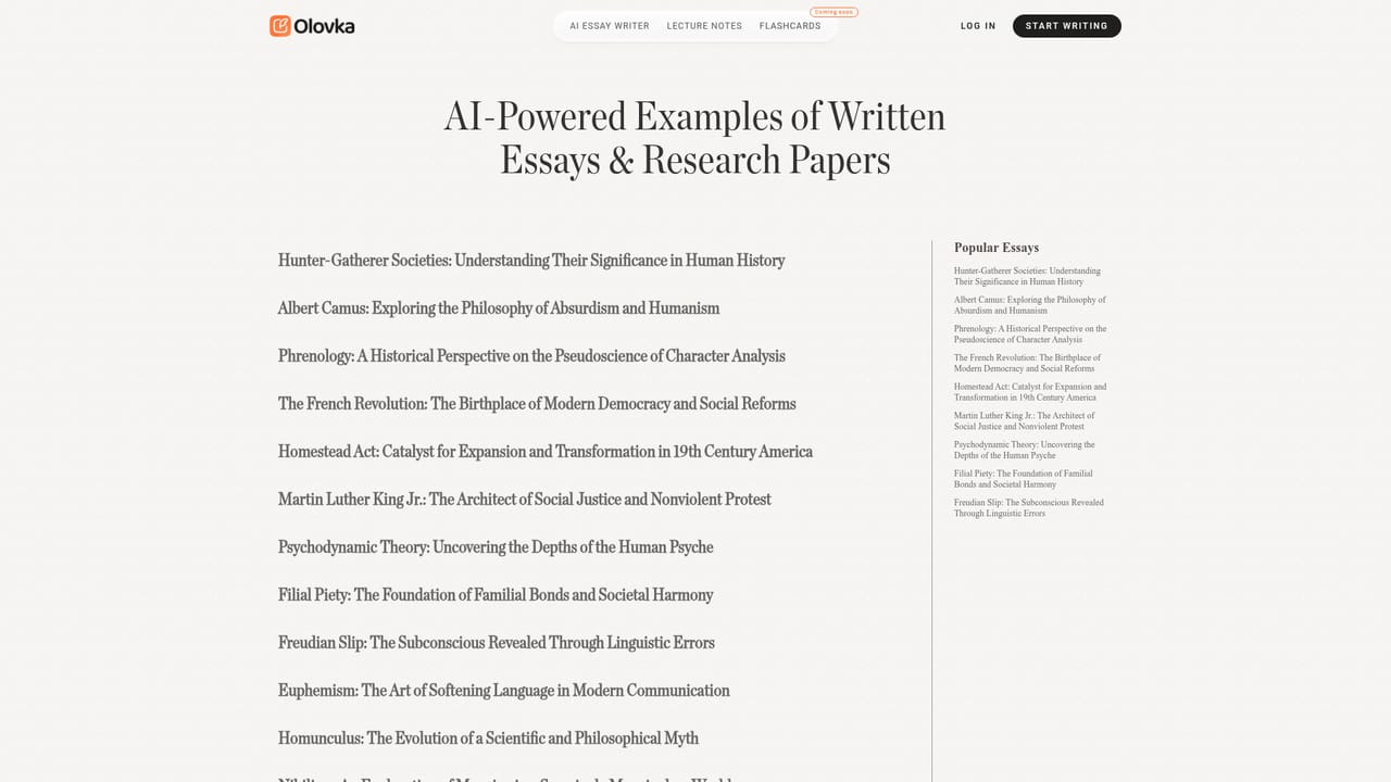 Olovka AI Essay Writer — Review examples and pricing