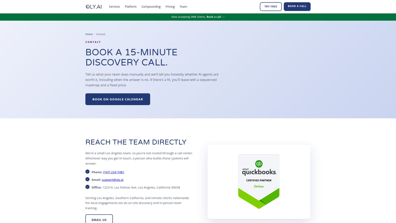 Oly AI — Book a discovery call