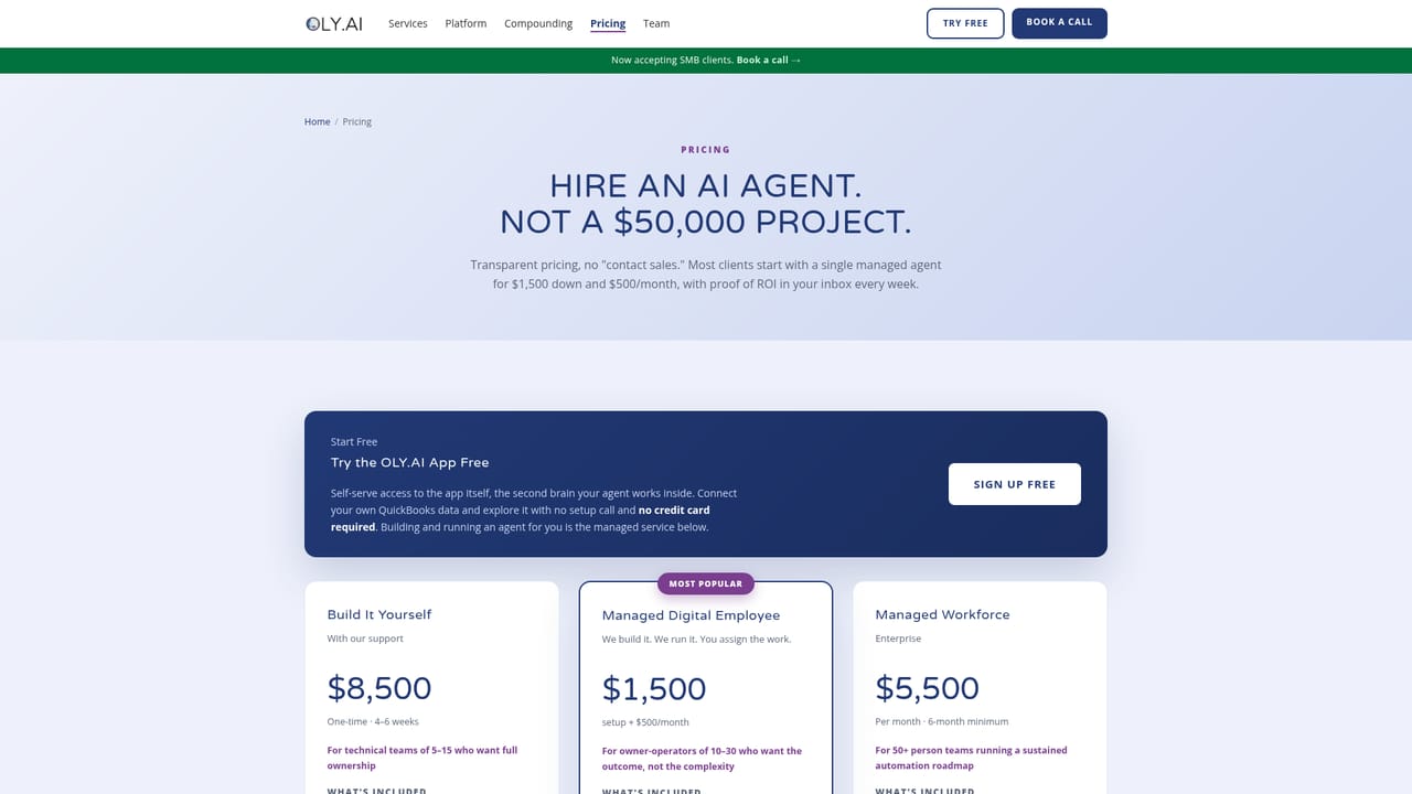 Oly AI — Confirm scope and pricing