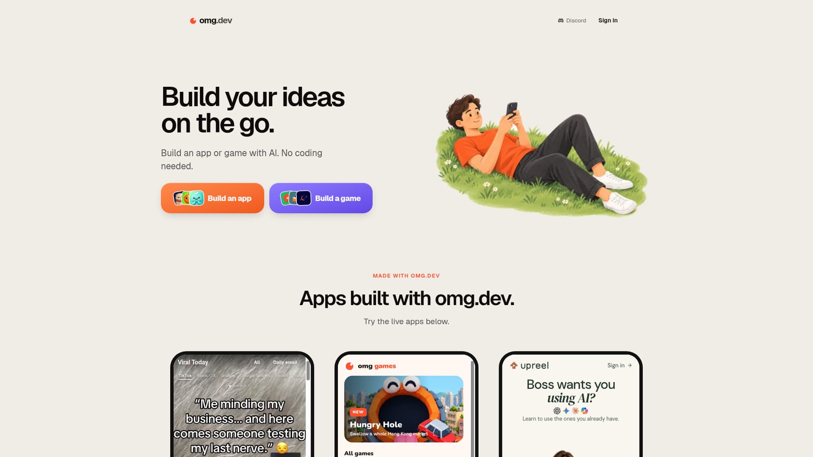 omg.dev — Choose the kind of thing you are building