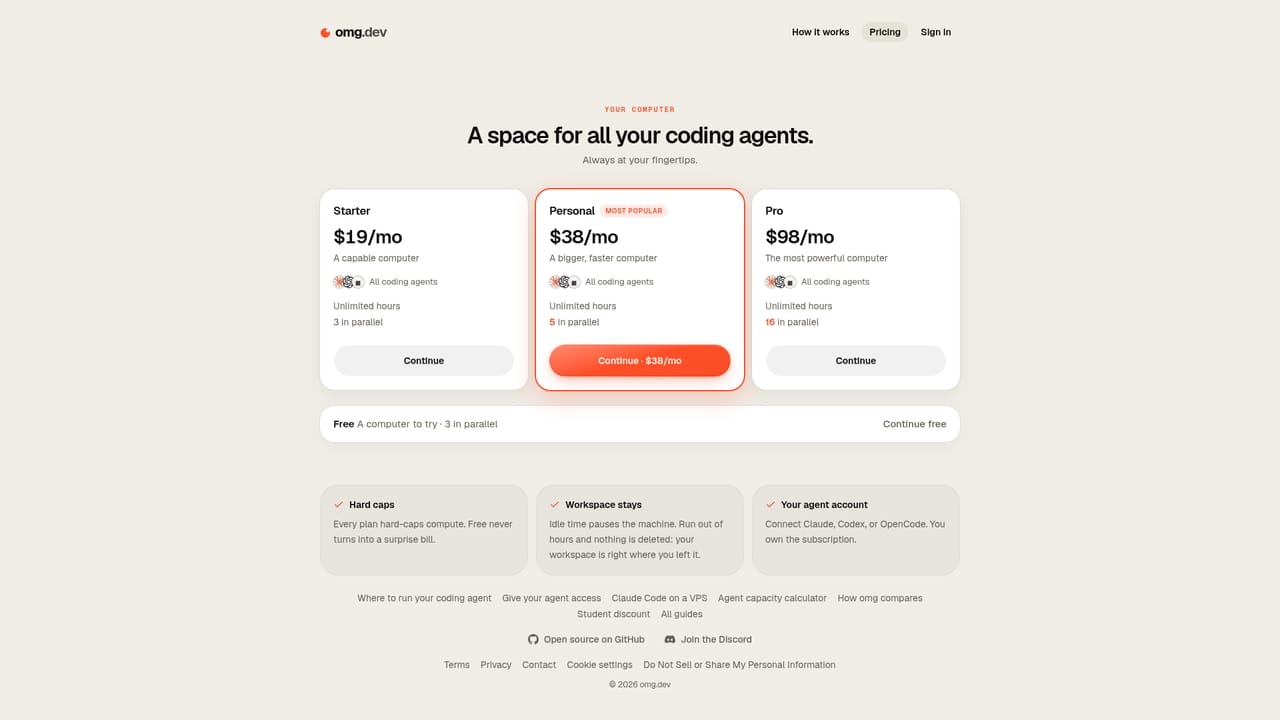 omg.dev — Compare plans or self-host