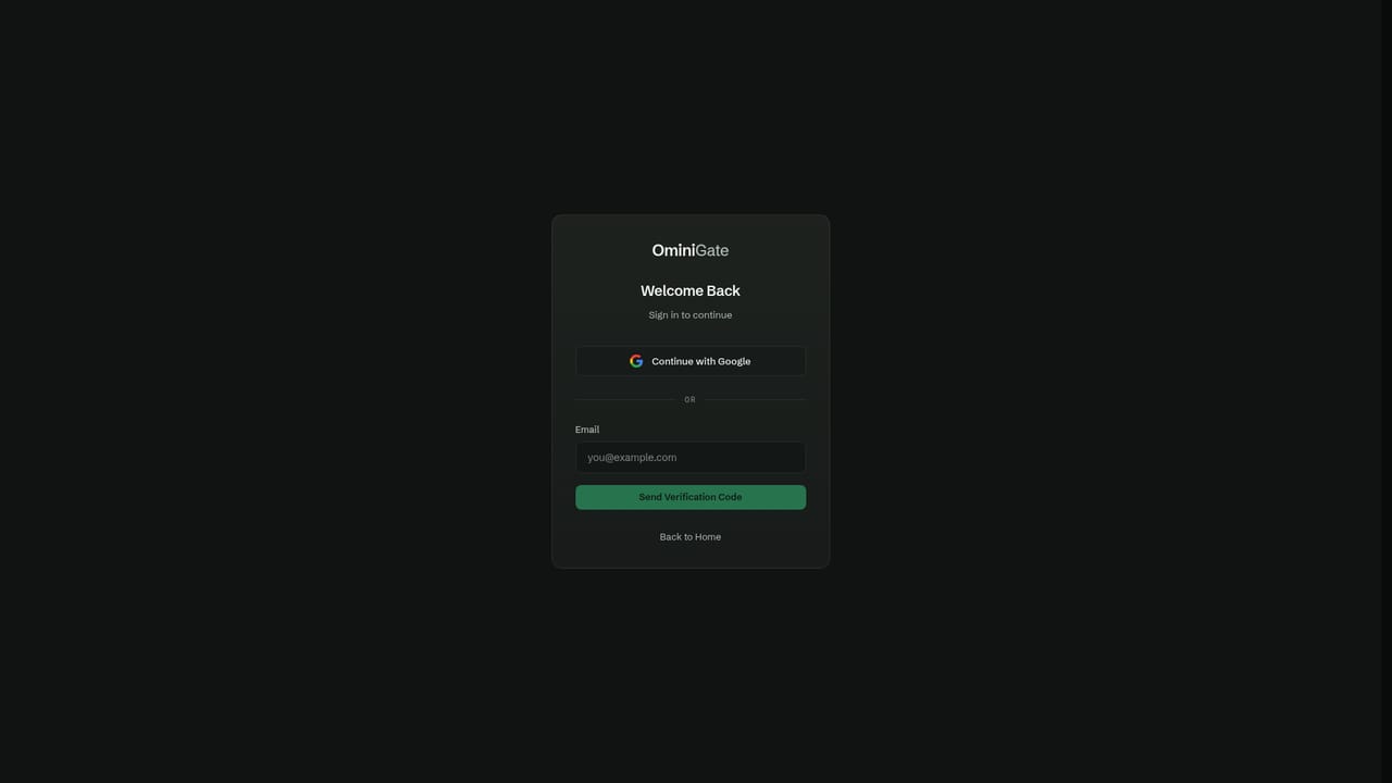 OminiGate — Create an account and claim your key