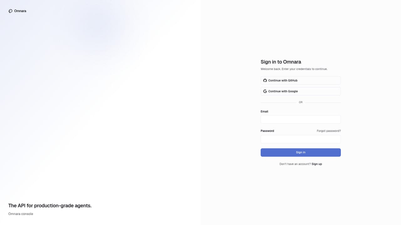 Omnara — Create an account and open the console