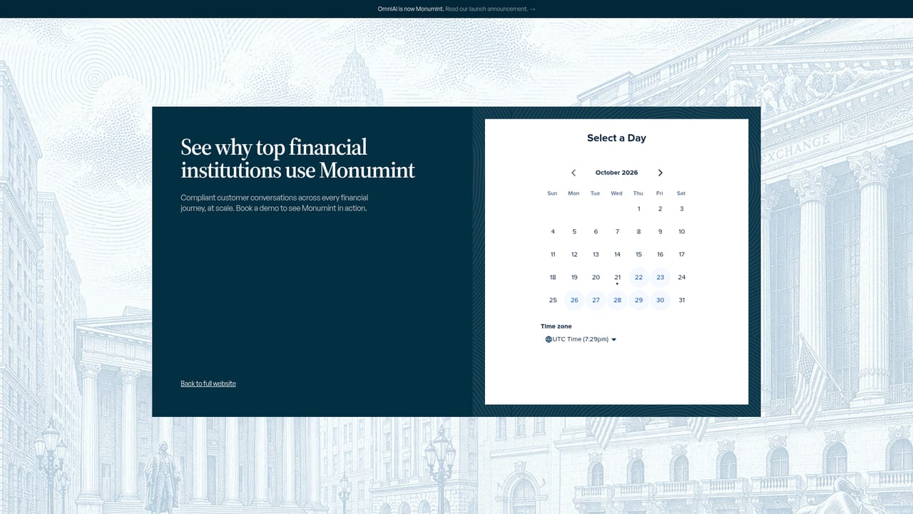 OmniAI — Book a demo with the Monumint team