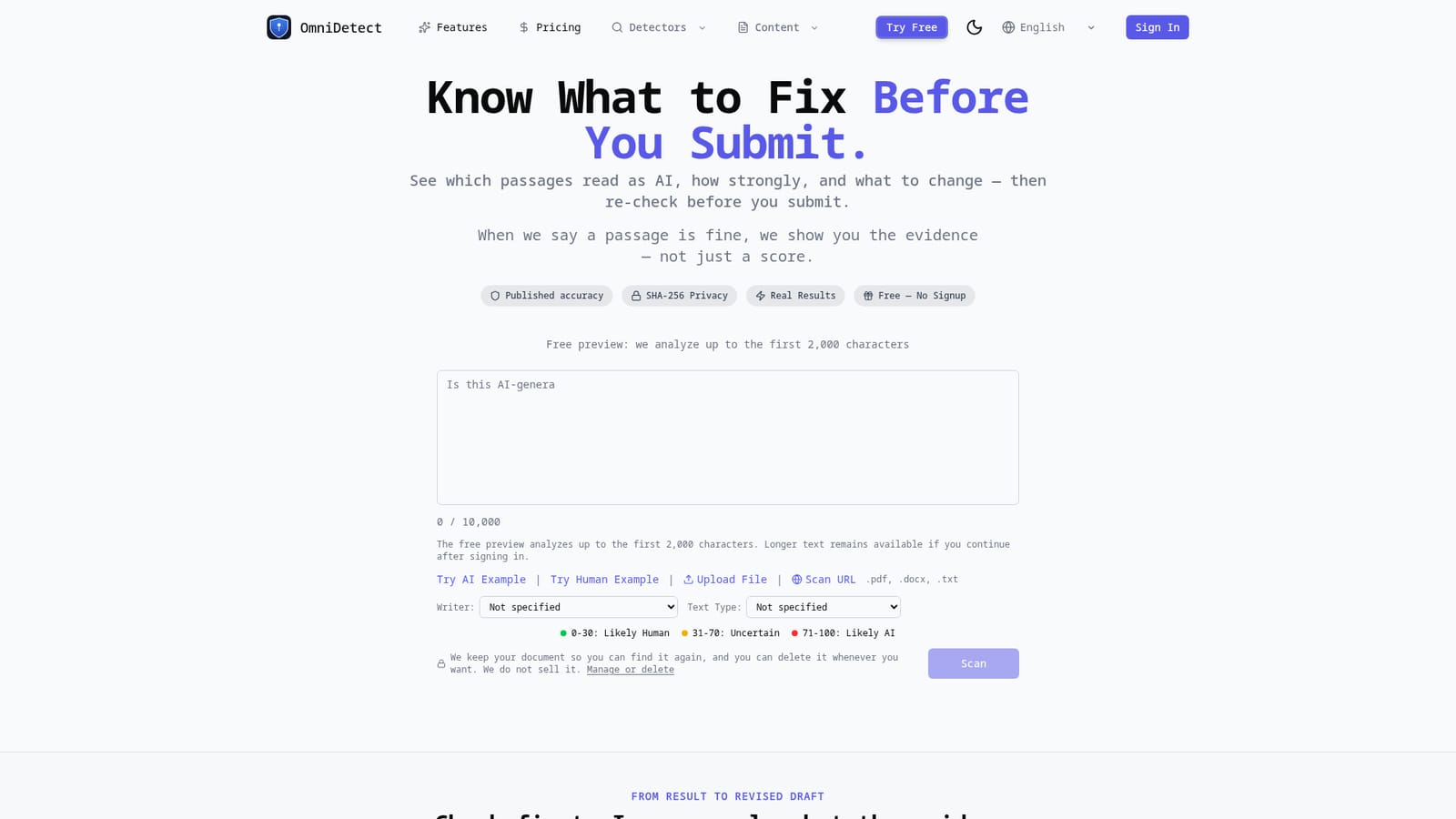 OmniDetect — Open the free scanner