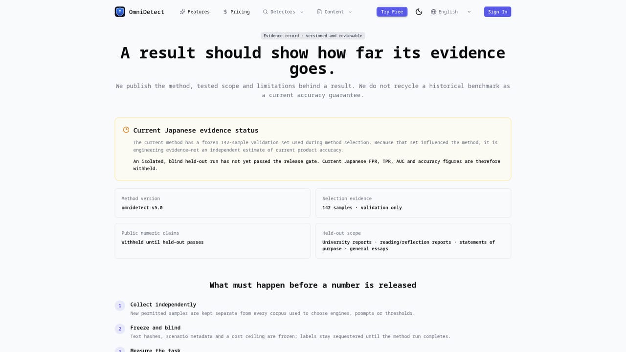 OmniDetect — Check the benchmarks before trusting a verdict