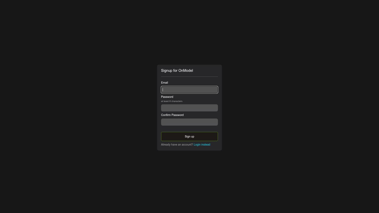 On model — Sign up for OnModel