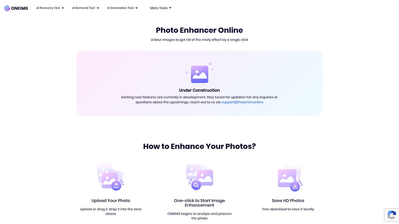 Oneimg — Upload the photo you want to process