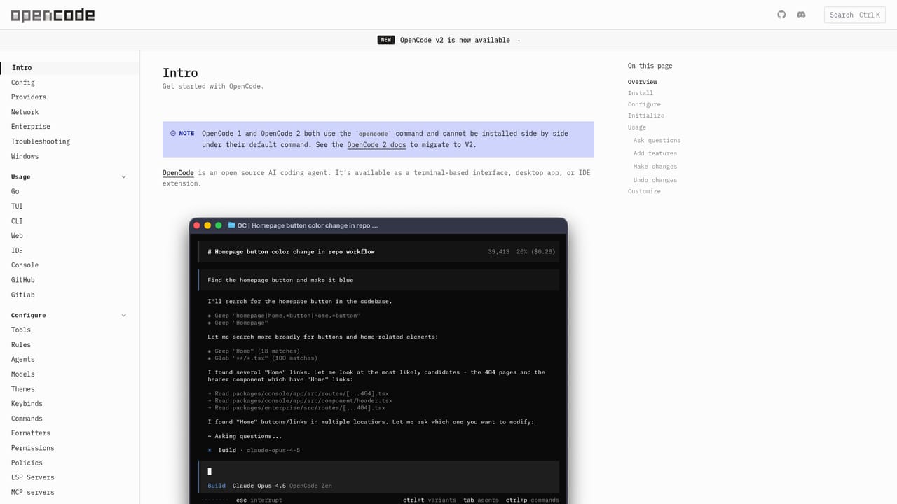 OpenCode — Read the introduction docs