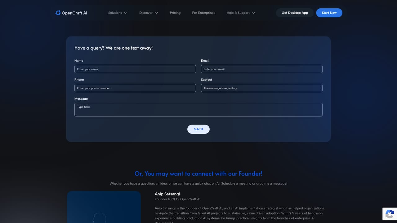 OpenCraftAI — Contact support for open questions