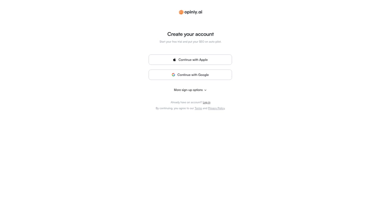 Opinly — Create your account