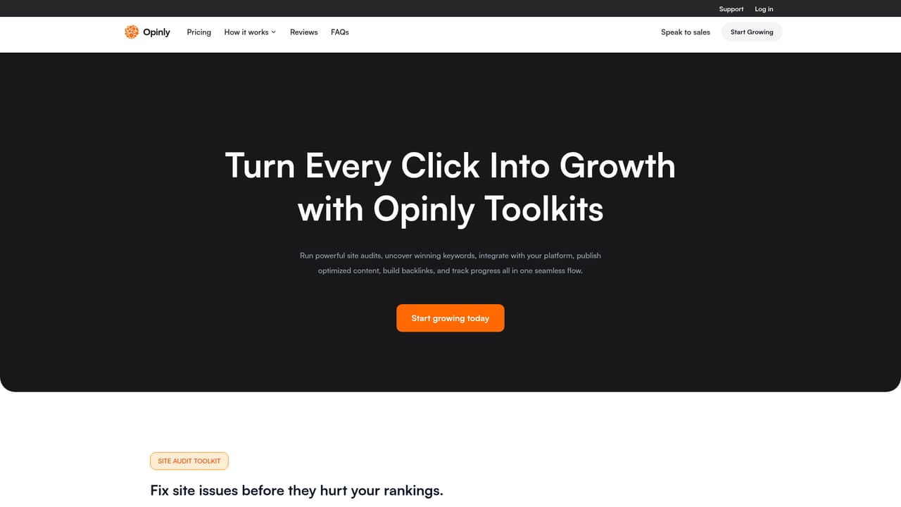 Opinly — Audit your site and connect publishing