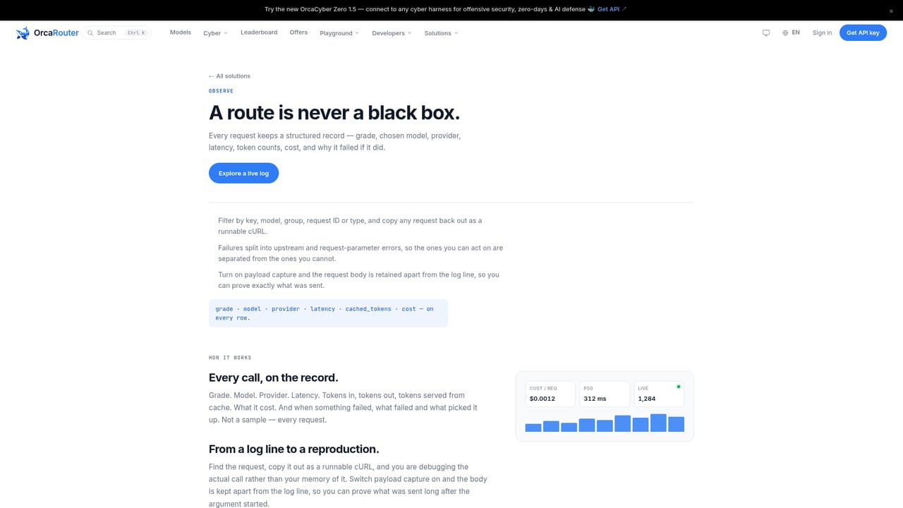 OrcaRouter — Review spend and per-prompt receipts