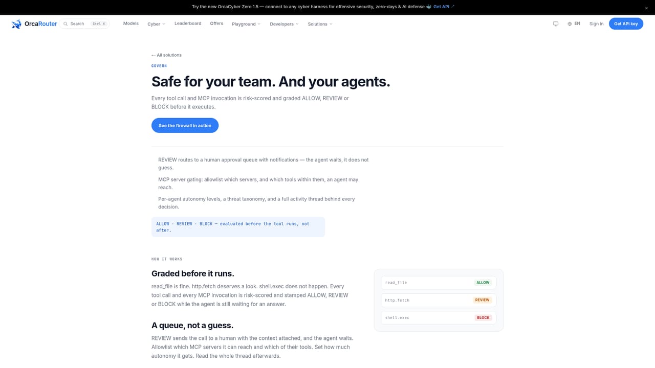 OrcaRouter — Turn on guardrails and the agent firewall