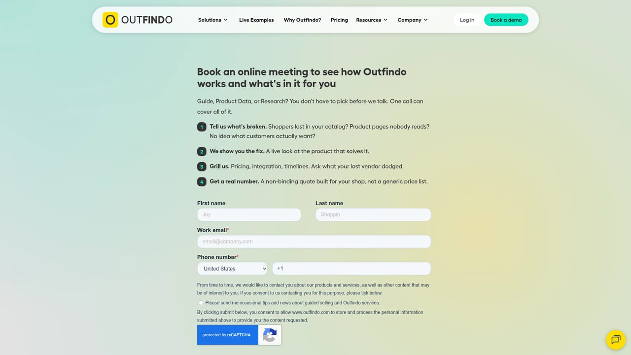 Outfindo — Book a demo with the team