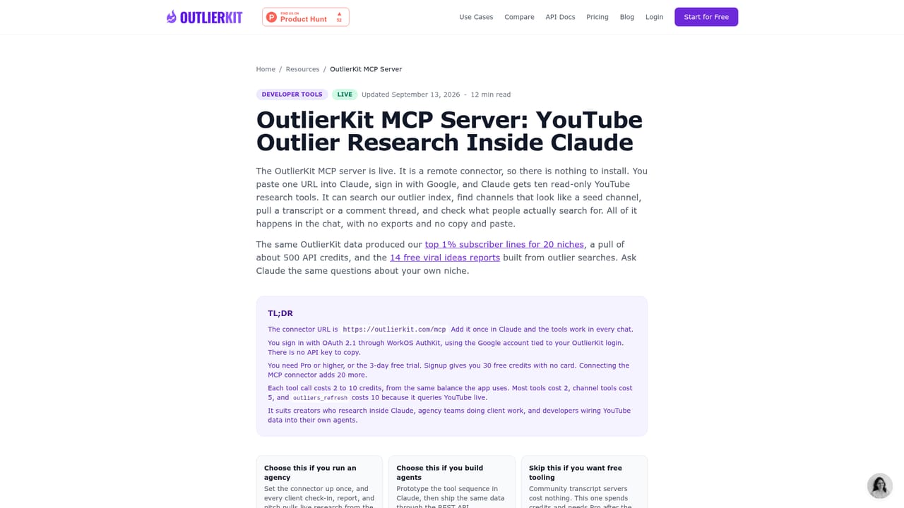 OutlierKit — Connect Claude through MCP