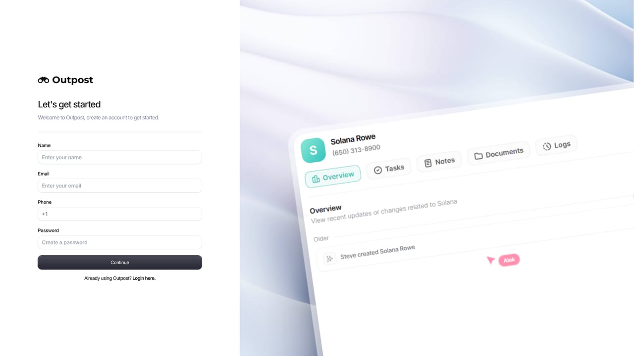 Outpost CRM — Create your Outpost account