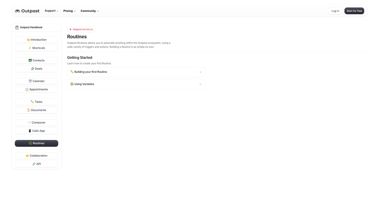 Outpost CRM — Build your first routine