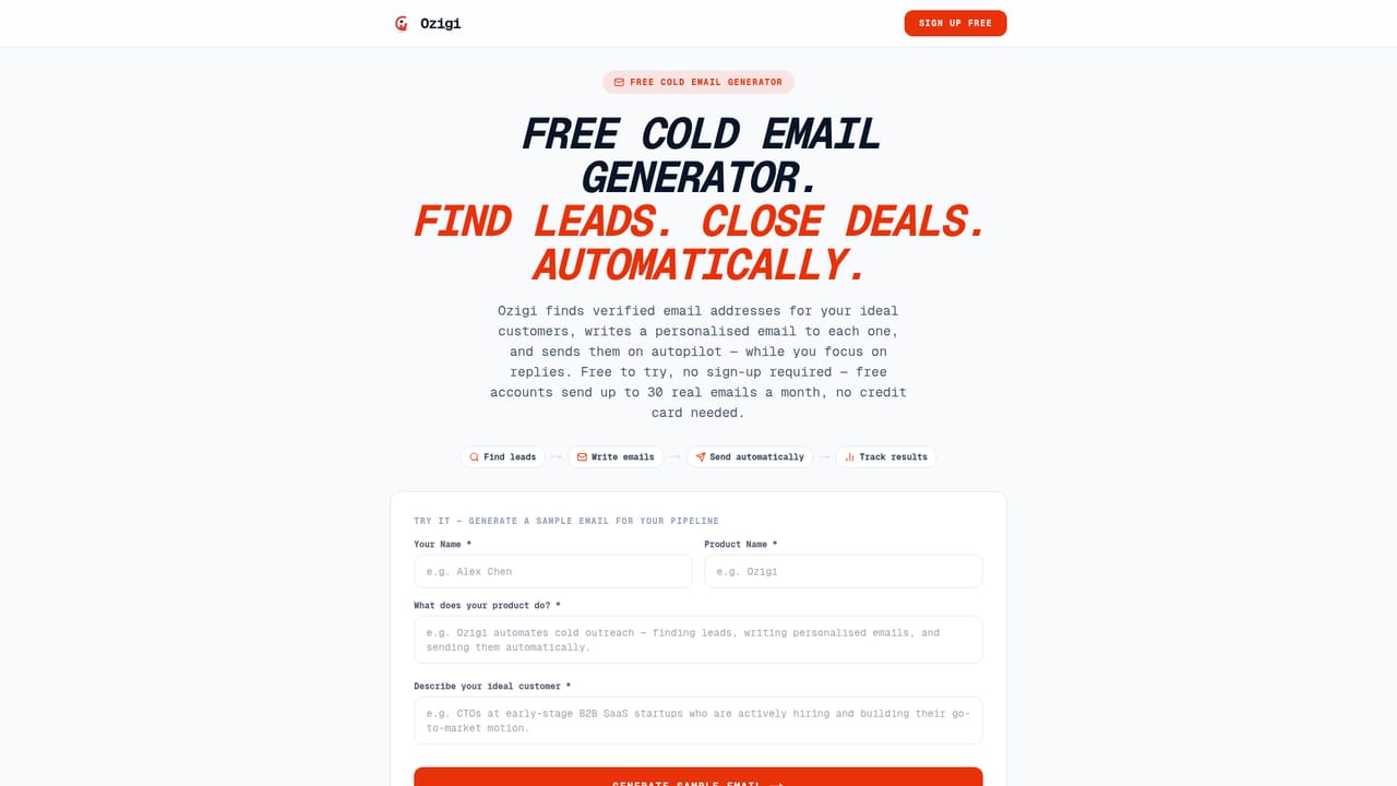 Ozigi — Generate a first-touch email or LinkedIn message