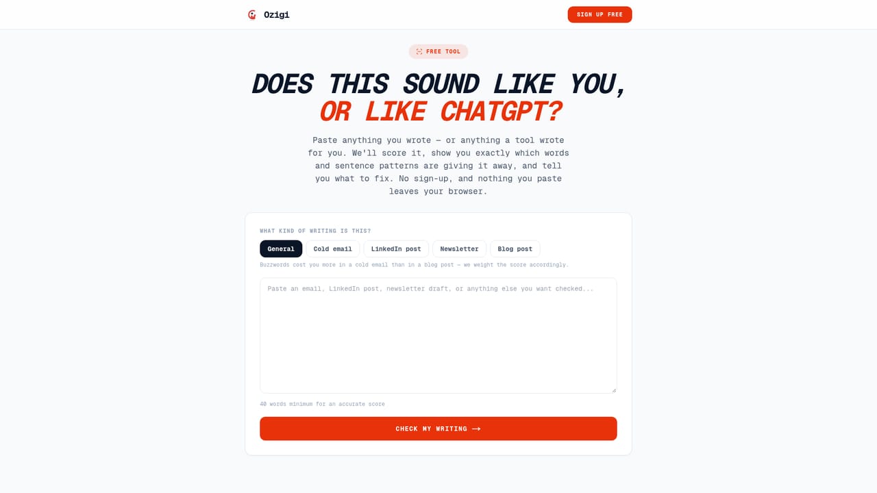 Ozigi — Screen drafts for AI-sounding phrasing