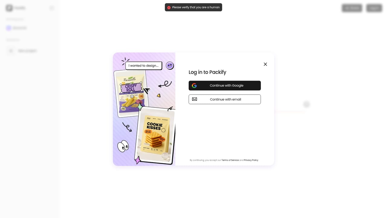 Packify.ai — Open the design chat