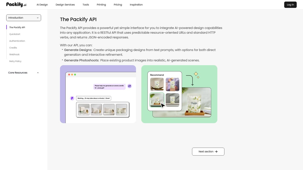 Packify.ai — Bring in expert designers or the API