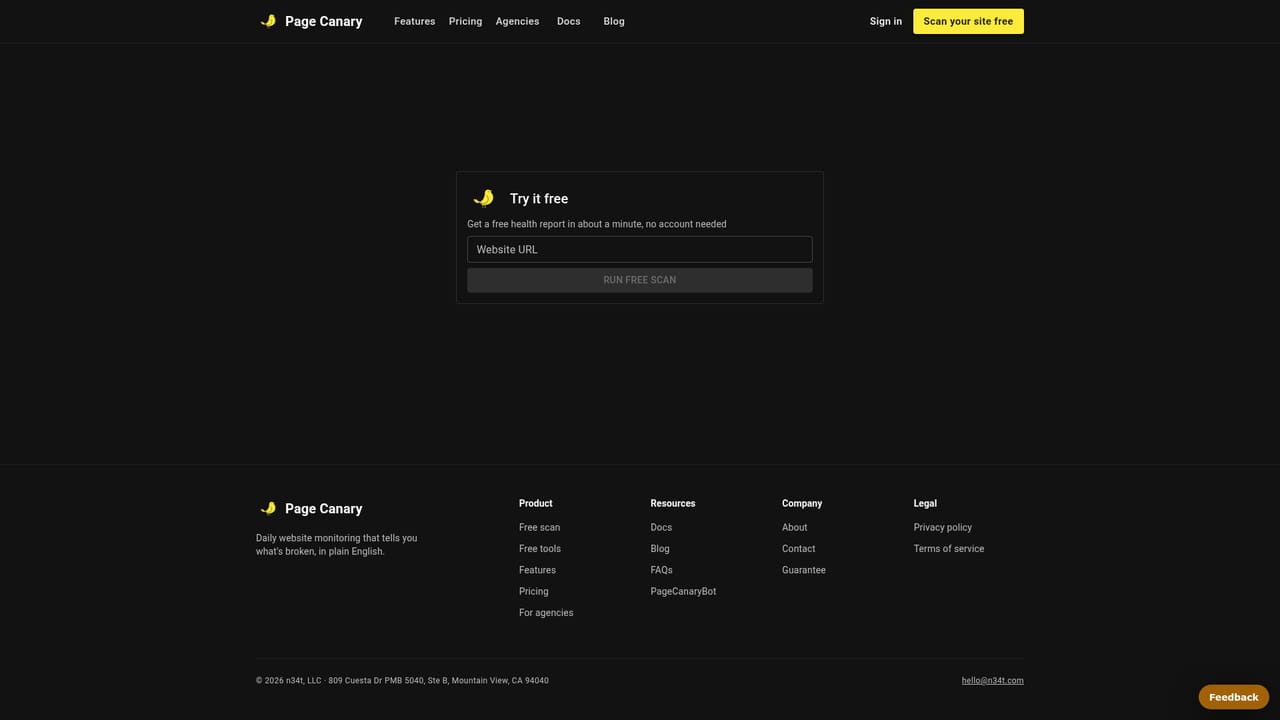 Page Canary — Run a free scan of your site