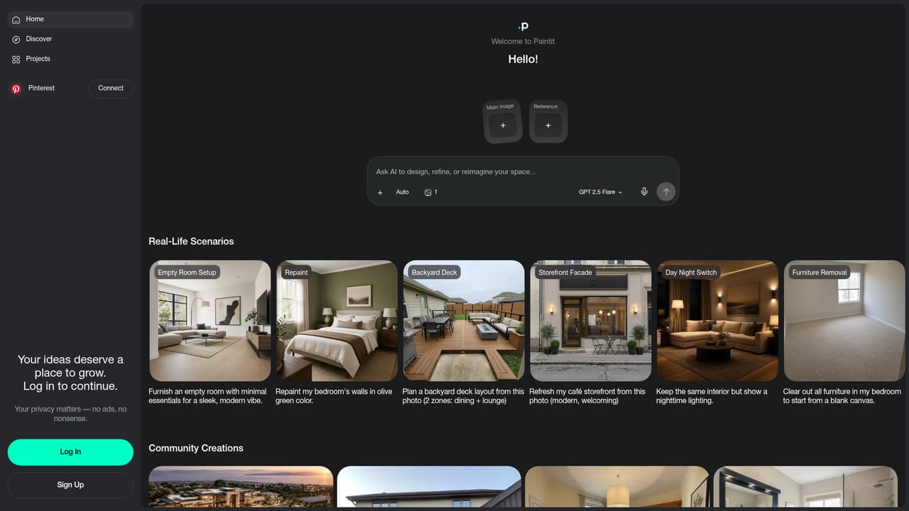 Paintit.ai — Upload a photo or start blank