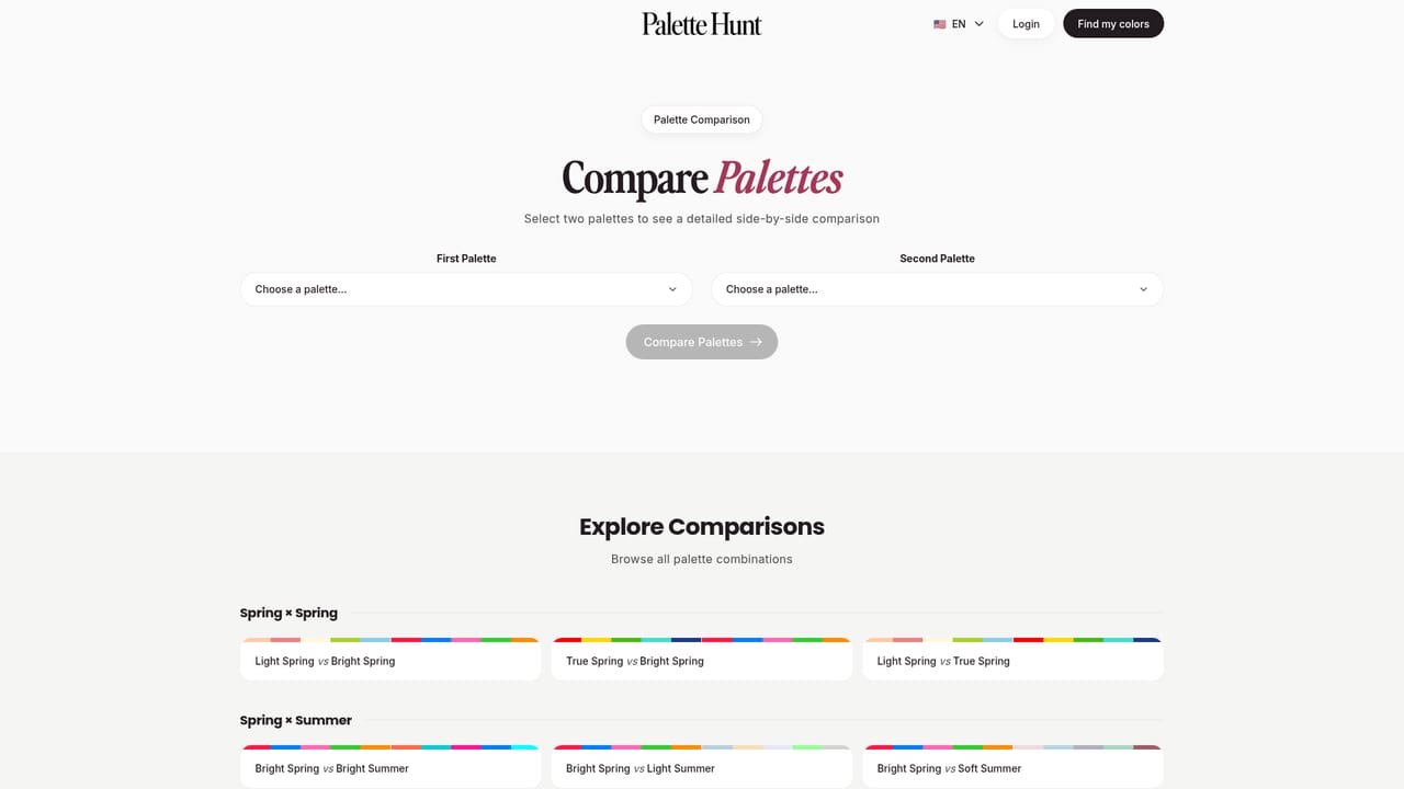 Palette Hunt — Compare palettes if the season feels off