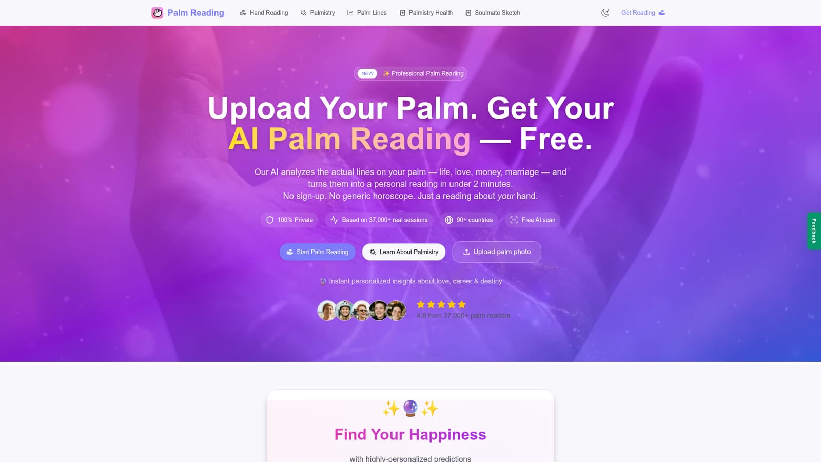 Palm Reading.app — Upload the image to the scanner