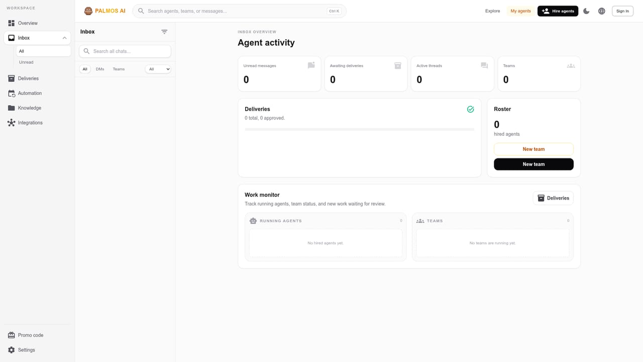 Palmos AI — Describe your business goal to the AI manager