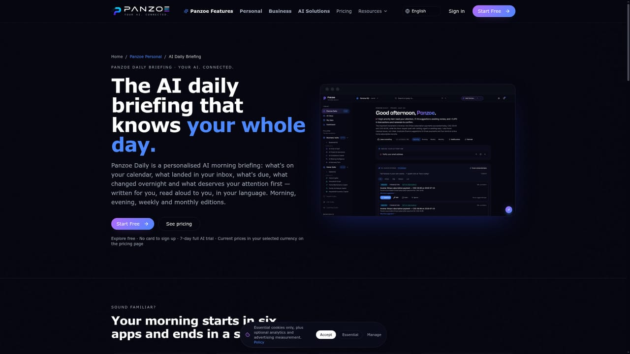 Panzoe — Review your first daily briefing