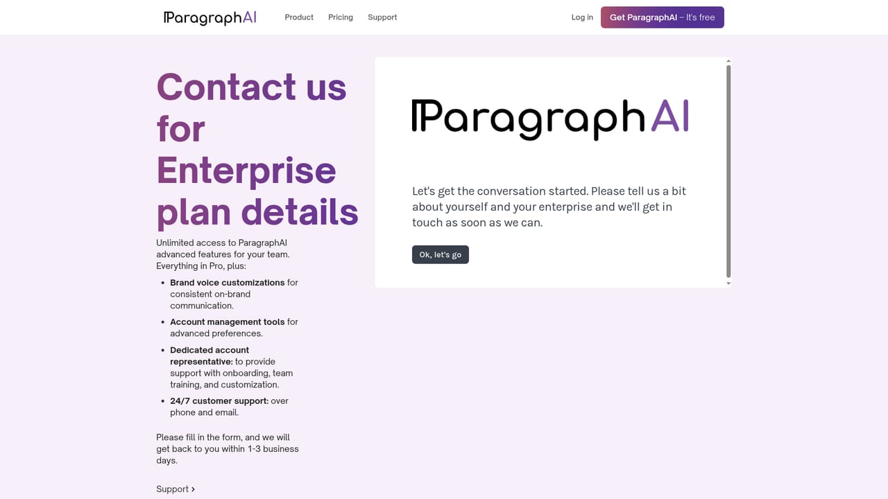 Paragraph AI — Contact sales for team deployment