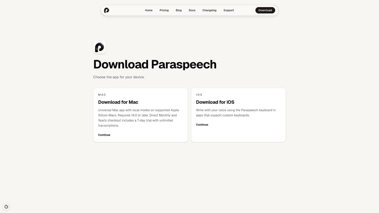 Paraspeech — Install Paraspeech for Mac