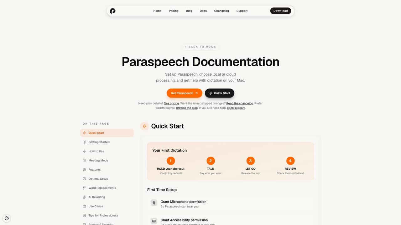 Paraspeech — Polish text with cleanup