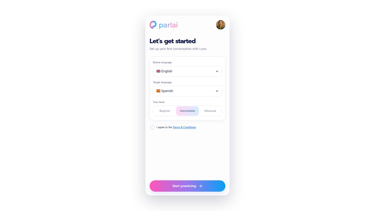 Parlai — Start a conversation from the chat page