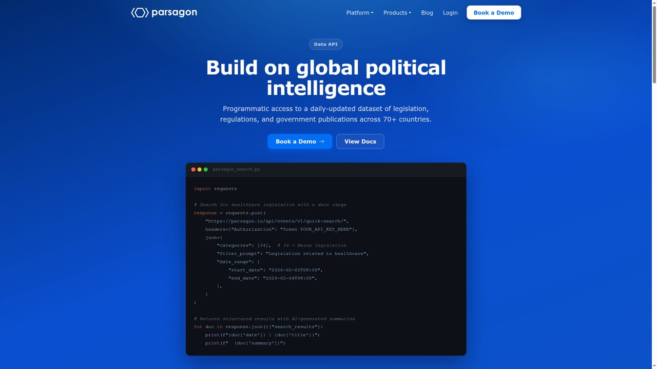Parsagon — Connect the Data API to your stack