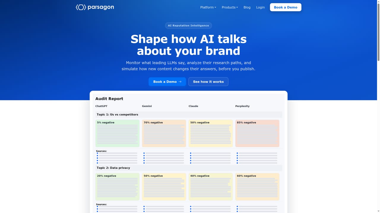 Parsagon — Explore AI reputation tracking