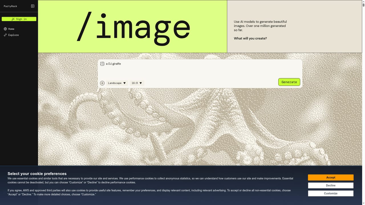 PartyRock — Generate a first image from a prompt