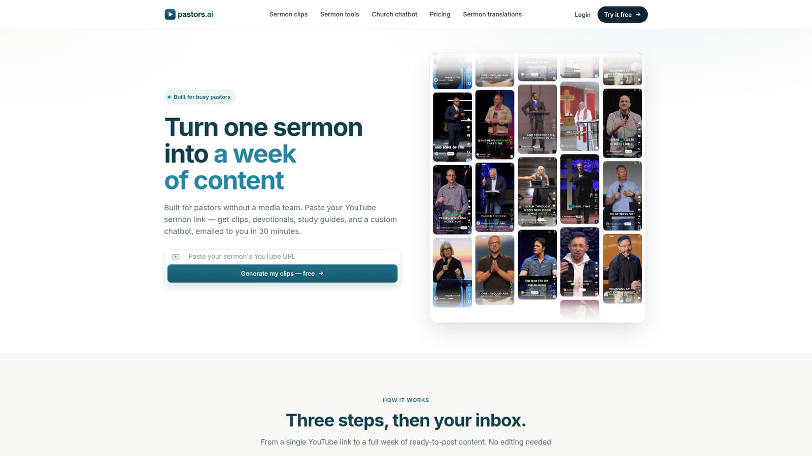 PastorsAI — Submit your sermon link