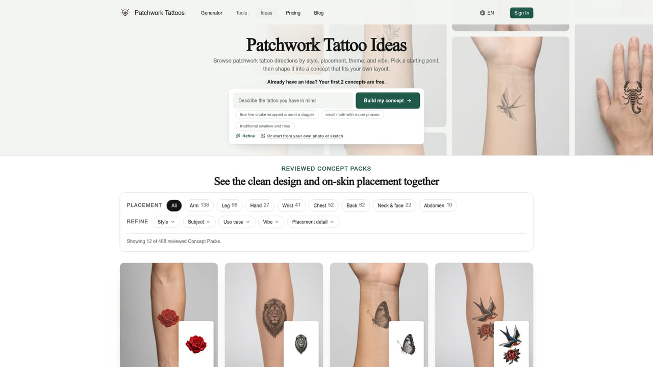 Patchwork Tattoos — Browse reviewed tattoo ideas