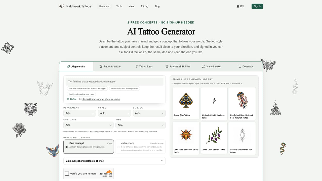 Patchwork Tattoos — Describe or select a concept