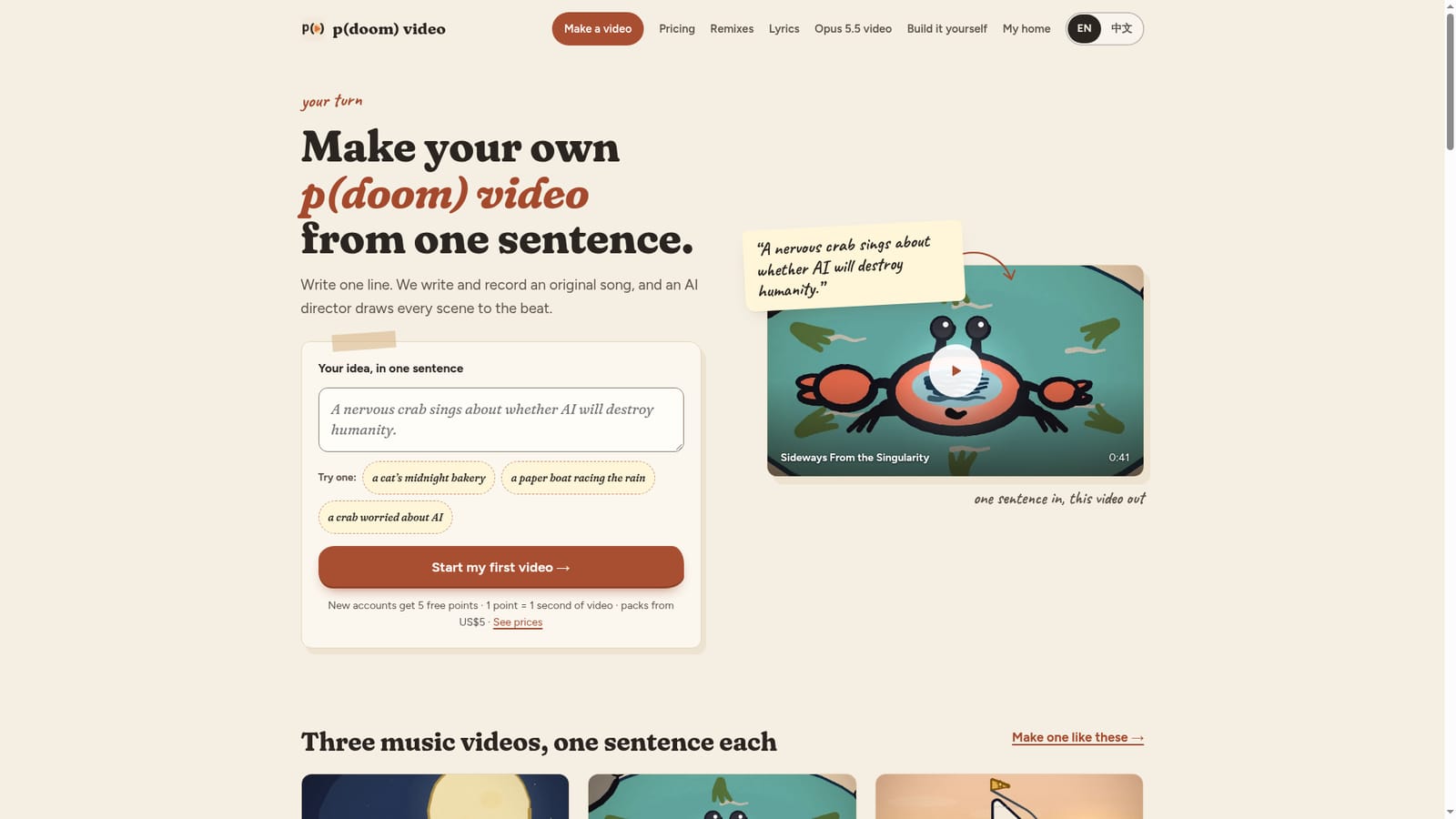 pdoomvideo — Write one sentence