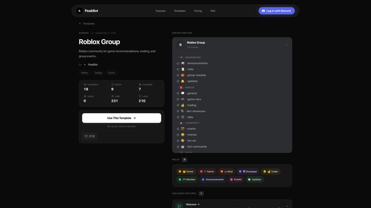 PeakBot — Pick a template or write your own description