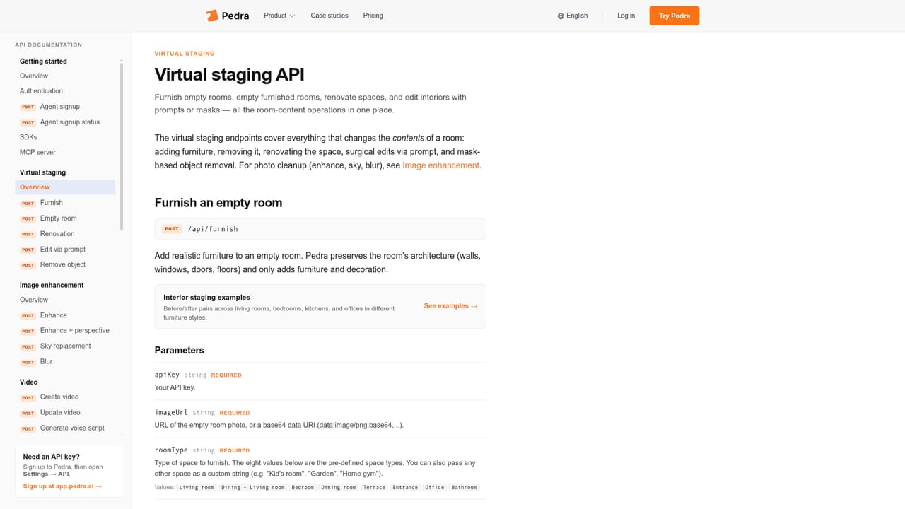 Pedra — Connect through the API if needed