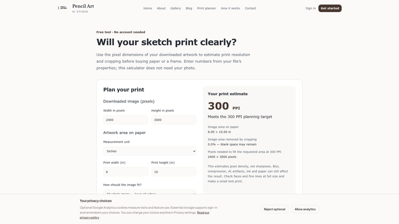 PencilArt — Check print size before ordering