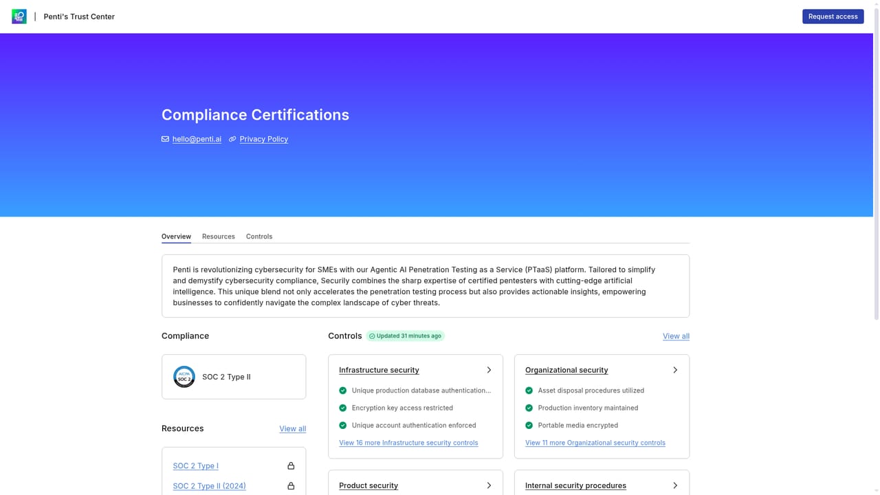 Penti — Check the compliance and benchmark pages