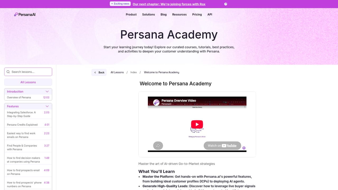 Persana AI — Learn the platform and refine