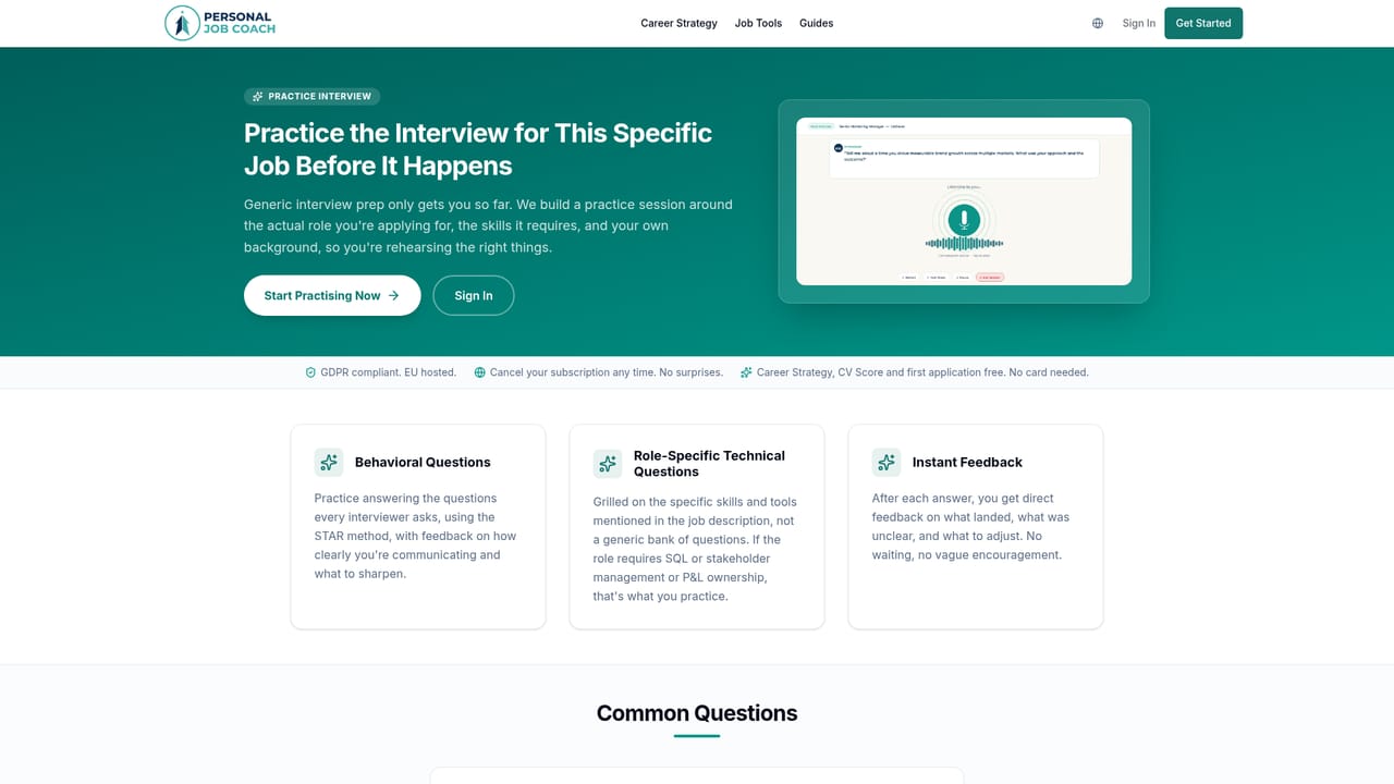 Personal Job Coach — Rehearse with a mock interview