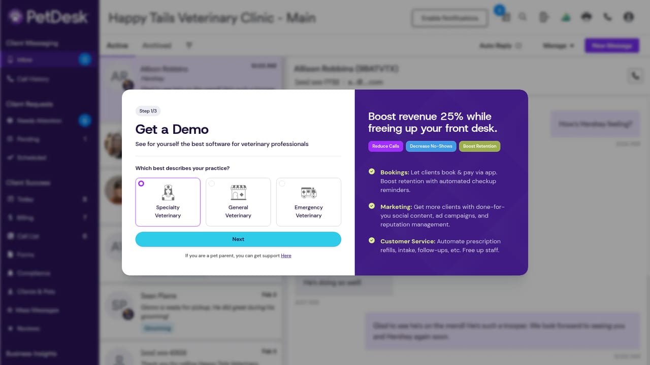 PetDesk Scribe — Book a demo and confirm PIMS compatibility